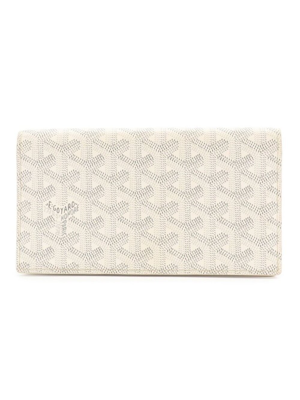 Goyard Richelieu Wallet Bifold Herringbone Pattern Leather White Gray
